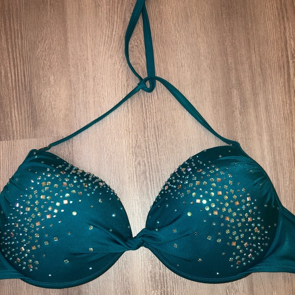 Victoria’s Secret luxe rhinestone turquoise bikini top 36c - Picture 3 of 10